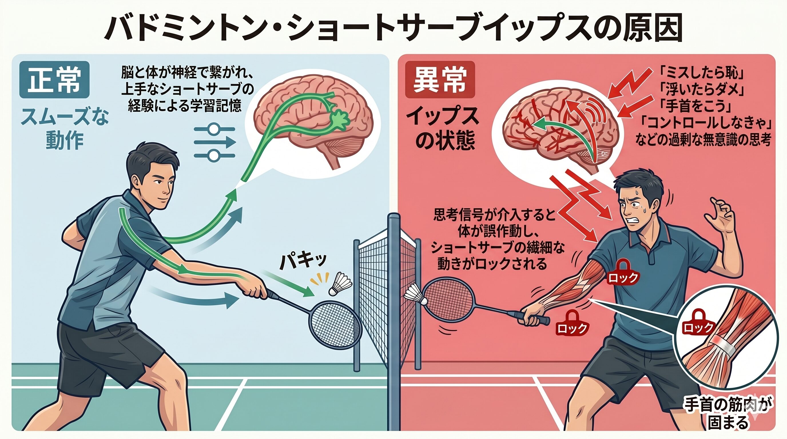 バドミントンイップス原因図解