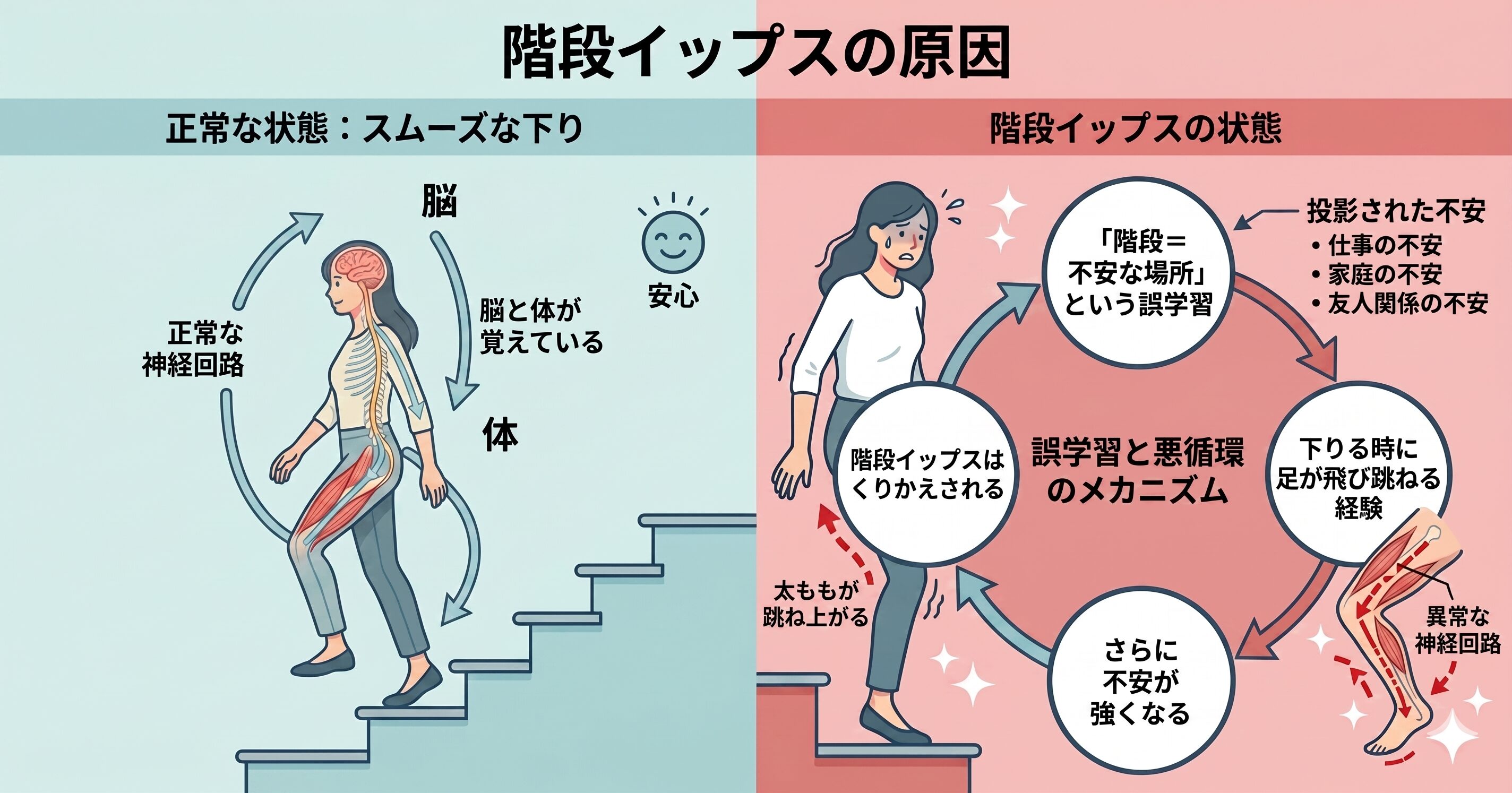 階段イップスの原因図解