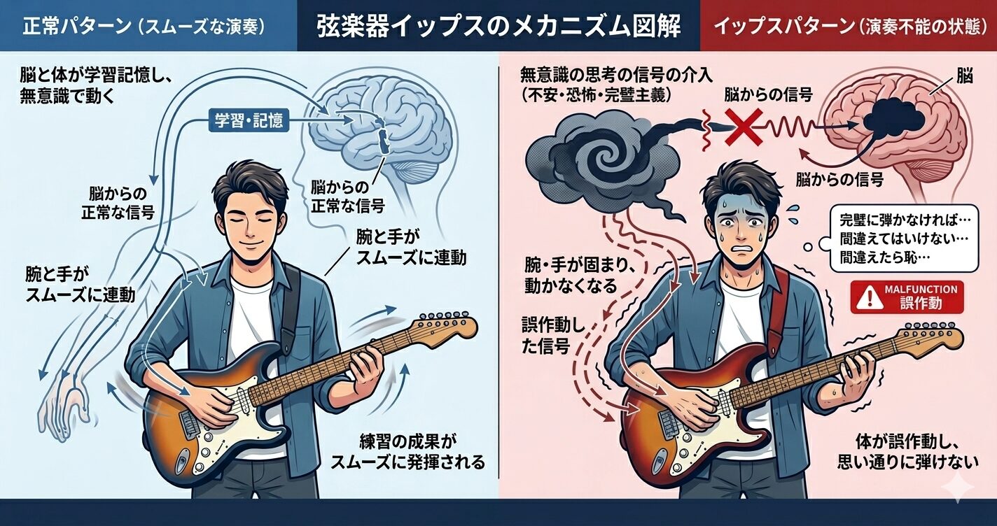 弦楽器イップスメカニズム図解