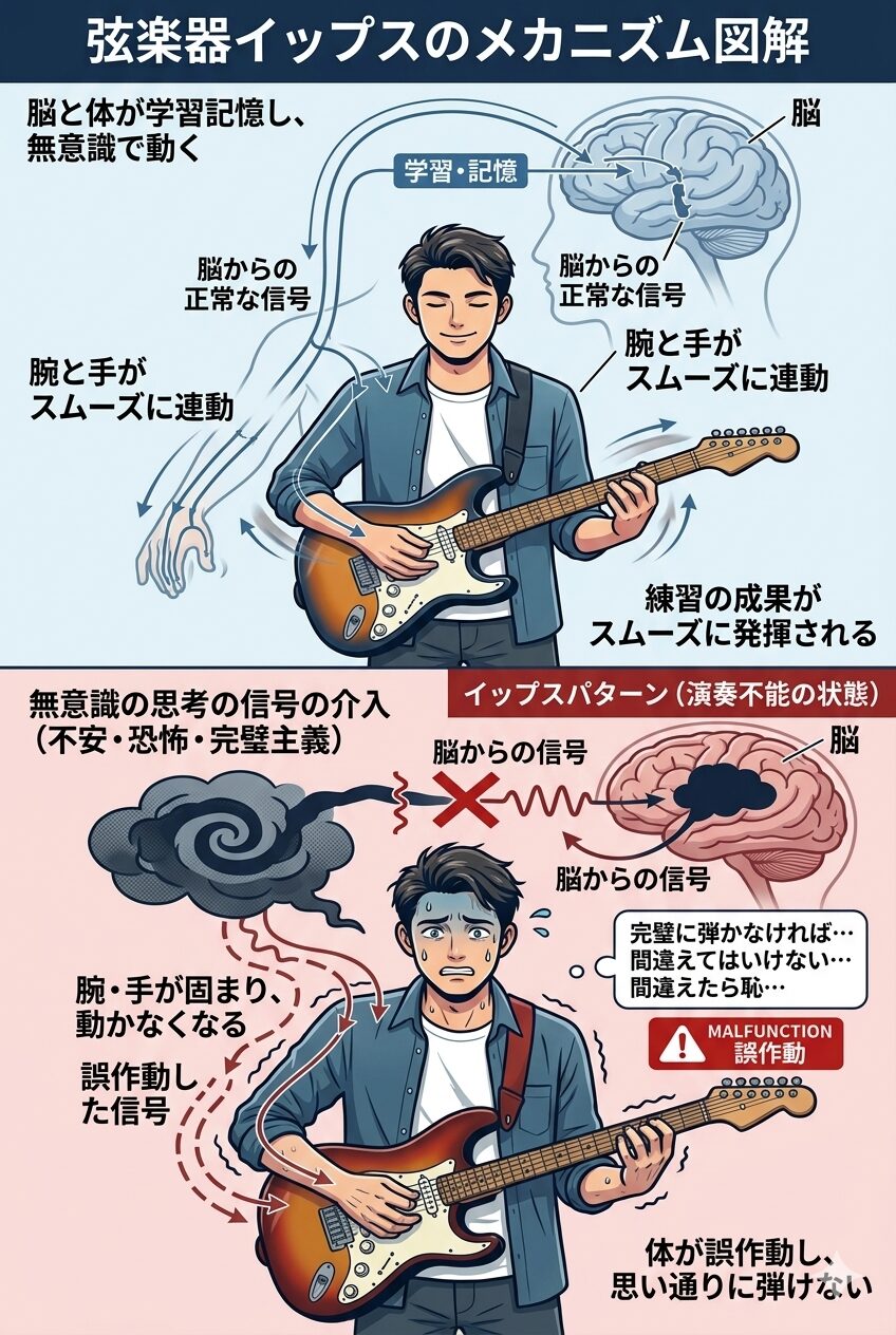 弦楽器イップスメカニズム図解