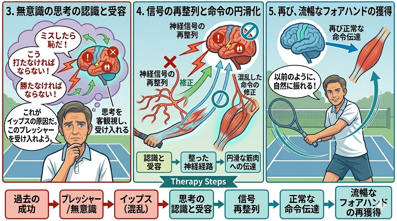 テニスイップス治療解説図